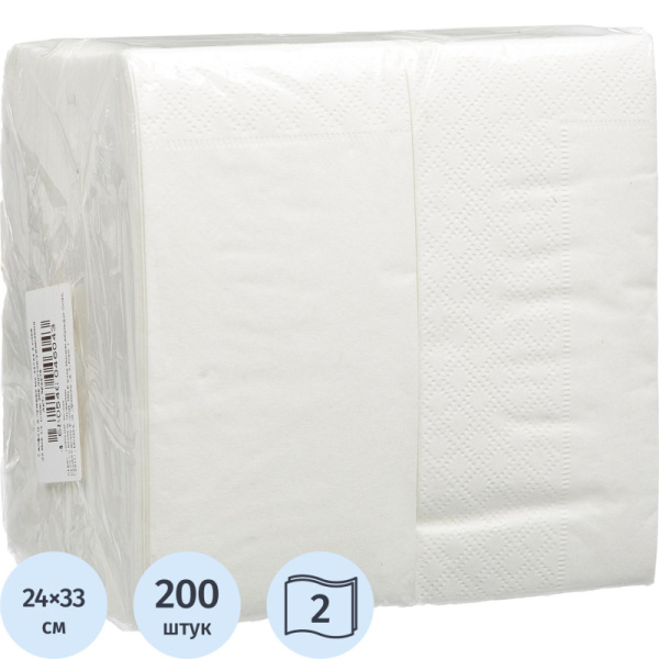 Салфетки 2 сл. 33х24 белые 1/6 слож 200 шт./уп. С33-86