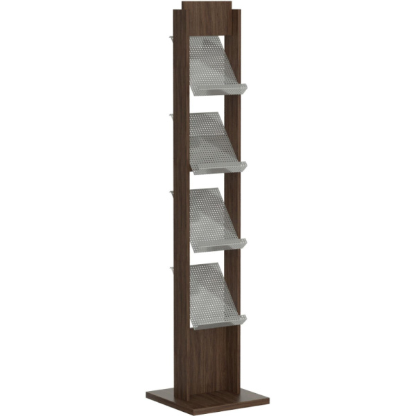 Стойка напольная Комус Альманах ДСП-венге, 4 кармана А4, фриз 25x15 см