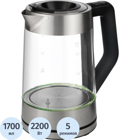 Чайник Polaris PWK 1711CGLD ,2200 Вт, 1,7 л, стекло, верхний залив