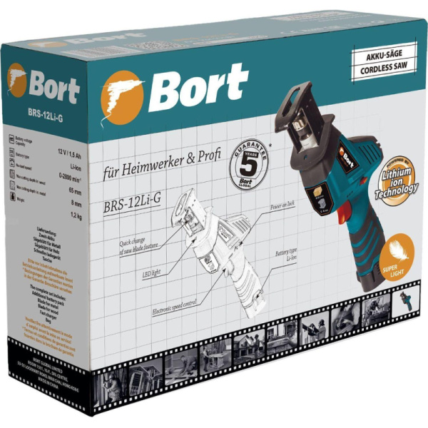 Пила сабельная аккумуляторная Bort BRS-12Li-G (93410167)