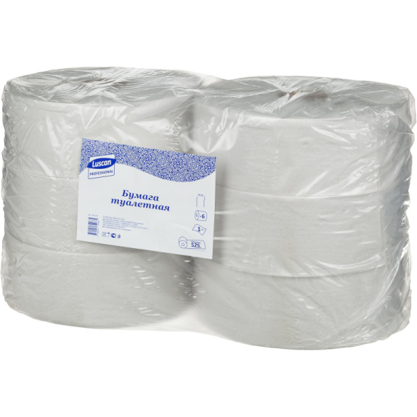 Бумага туалетная д/дисп Luscan Professional 1слнатур вторвтул525м 6рул/уп