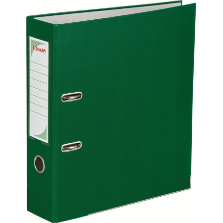 Папка-регистратор с арочн.мех.Комус Экономи 80мм,зелая,ПБП1,карм.кор,мет.уг
