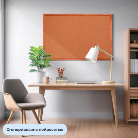 Доска пробковая 90х120 Комус Premium деревян. рама