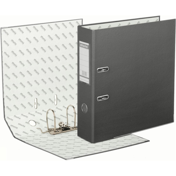 Папка-регистратор ECONOMY PLUS, 80мм, серый,ПБП1, карм.кор.,мет.уг