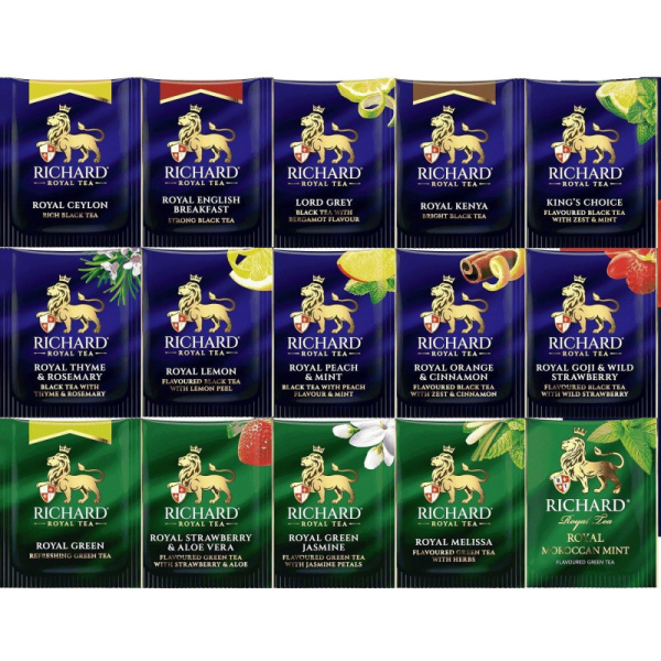 Чай ассорти в пакетиках Richard Royal Tea Collection 15 видов, 120пак