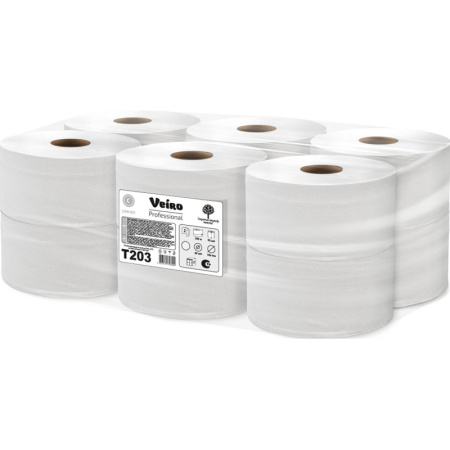 Бумага туалетная д/дисп Veiro Q2 Comf 2сл бел вторич 200м 12рул/уп T203