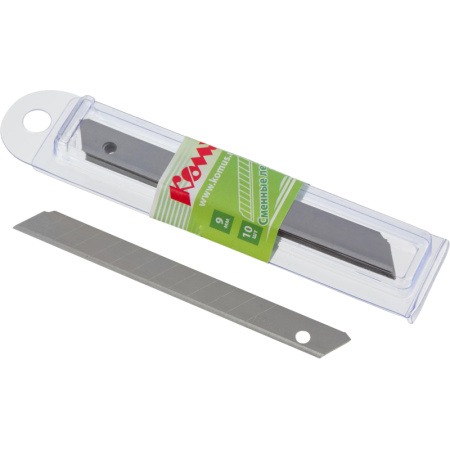 Лезвие запасное для ножей КОМУС  9мм 10шт./уп., пласт.футляр