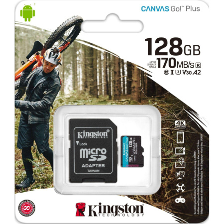 Карта памяти Kingston Canvas Go! Plus microSDXC UHS-I Cl10 +ад, SDCG3/128Gb