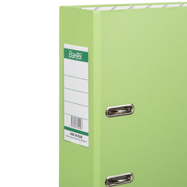 Папка-регистратор ECONOMY PLUS 80мм, лайм, ПБП1, карм.кор.,мет.уг