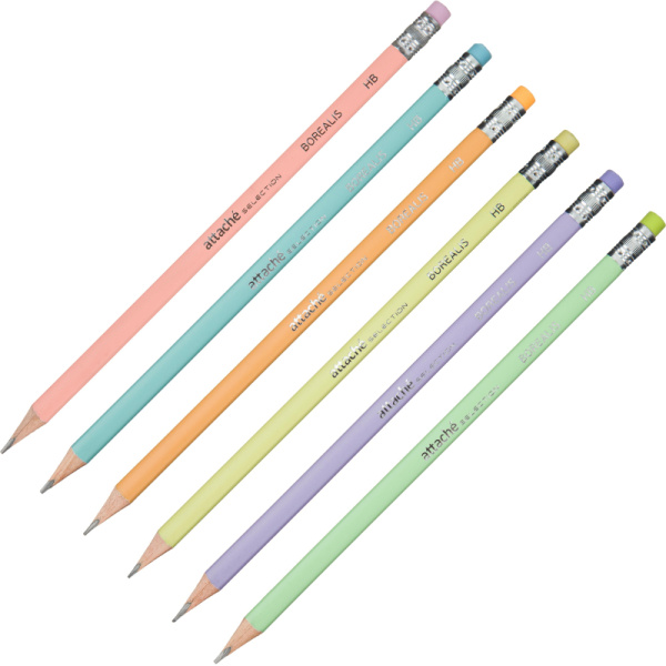 Карандаш чернографитный Attache Selection Borealis HB трехг, с ласт,в асс