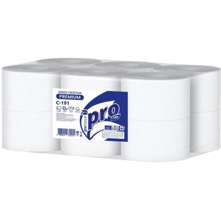 Бумага туалетная д/дисп Protissue 2сл бел цел 170м 12рул/уп С191