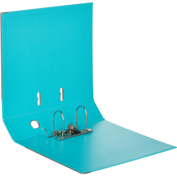 Папка-регистратор Комус Стандарт 75мм  бирюзовая, ПБП2, карм.кор., мет.уг