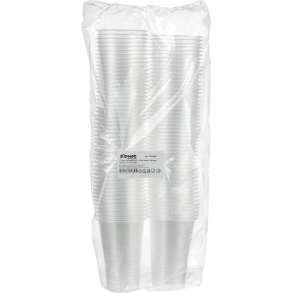 Стакан одноразовый 200мл прозр.,  для хол/гор., бюджет, КОМУС ПП100шт/уп