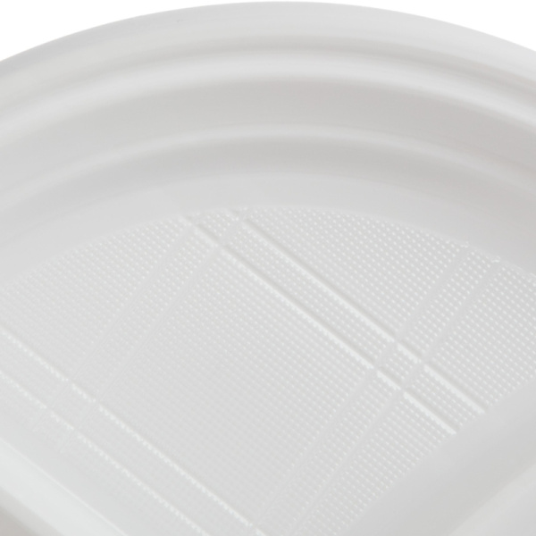 Тарелка одноразовая d-205мм, 3-х секционная белая, ПС 100шт/уп