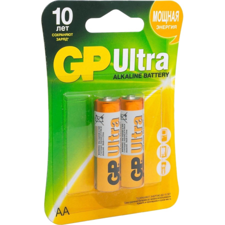 Батарейка GP Ultra AA/LR6/15AU 15AU-2CR2/15AUA21-2CRSBC2 алкалин. бл/2