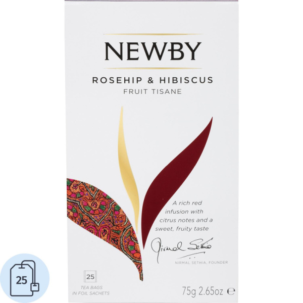 Чай Newby Шиповник и Гибискус травяной 25 пакетиков