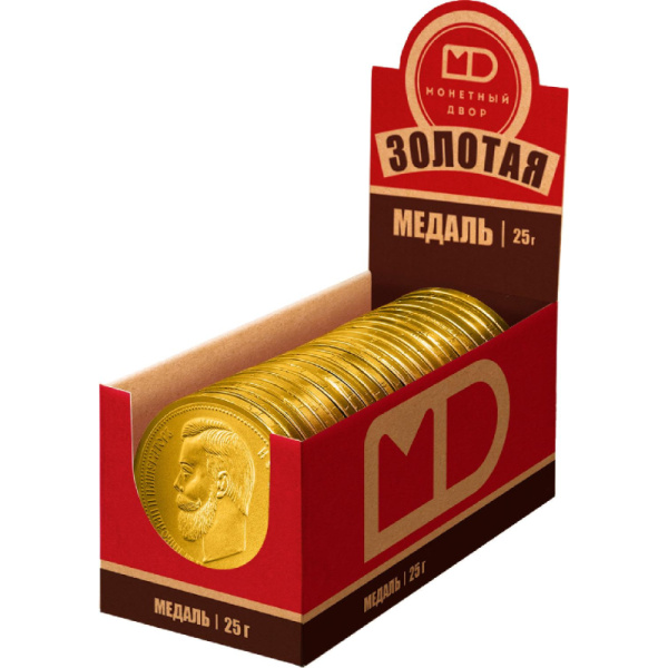 Набор из шоколада Медали 25г в ассортименте Императоры России 0205 24шт/уп