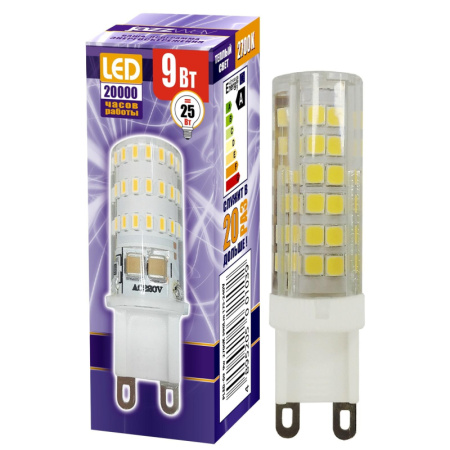 Лампа светодиодная PLED-G9  9w  2700K 590Lm 175-240V Jazzway