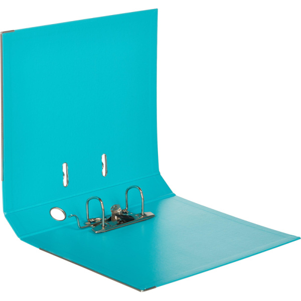 Папка-регистратор Комус Стандарт 50мм бирюзовая, ПБП2, карм.кор., мет.уг