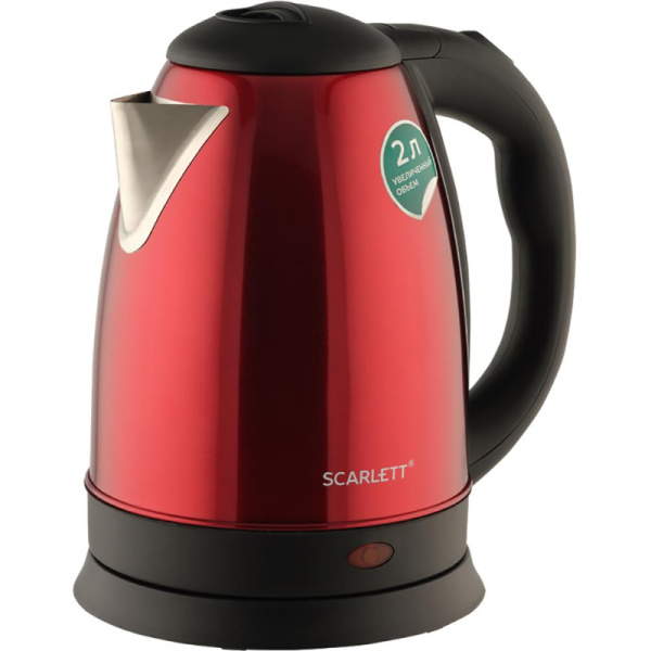 Чайник электрическийSCARLETT SC-EK21S76, сталь, 2л, 1800Вт, красный