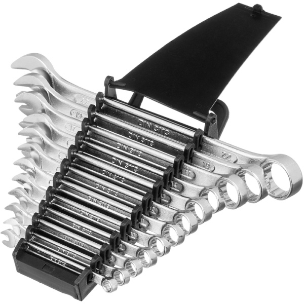 Набор ключей комбинированных, 6 - 22 мм, CrV, 12 шт (15452)