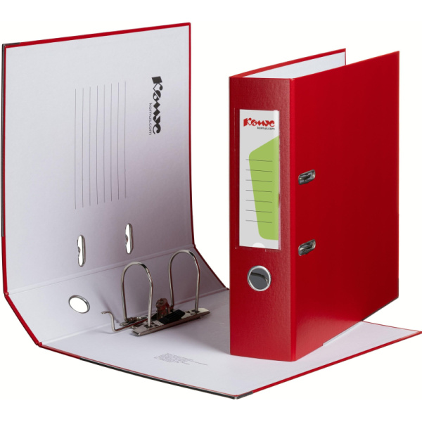 Папка-регистратор с арочн.мех.Комус Экономи 80мм,красн,ПБП1,карм.кор,мет.уг