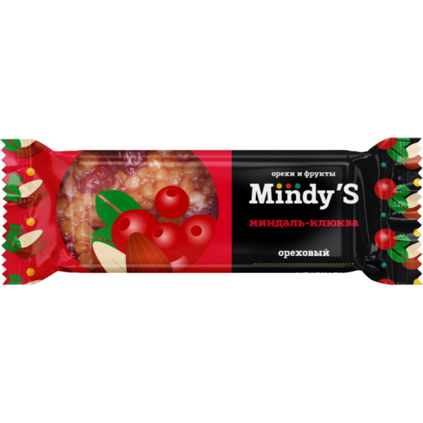 Батончик глазированный Mindy's Миндаль-Клюква, 30штx35г