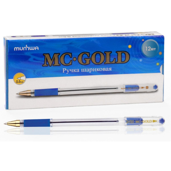 Ручка шариковая неавтомат. MunHwa MC Gold син,0,5мм,масл,манж 207858