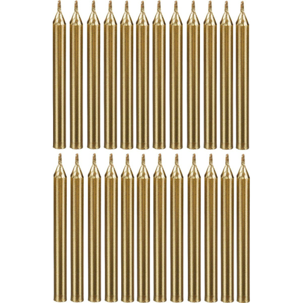 Набор свечей Золотых с блестками 24(12+12)шт/уп с держателя 6см арт.6050528