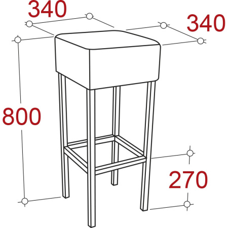 Стул барный UD_Куб каркас черный, к/з черный К-01