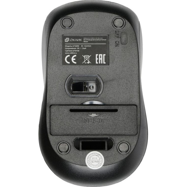 Мышь компьютерная Oklick 675MW ч/с оптич (800dpi) беспроводная USB (2but)