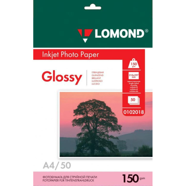 Фотобумага LOMOND односторонняя глянцевая 150 A4 50л 0102018