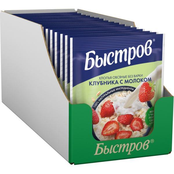Каша Быстров клубника, молоко 17шт*40г
