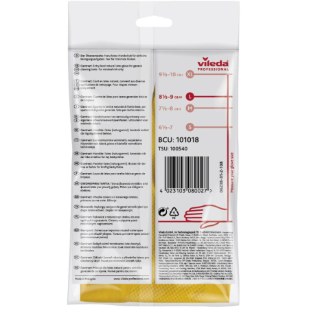 Перчатки резиновые ViledaProfesКонтракт латекс хлоп.напыл желт рL 101018,ПС