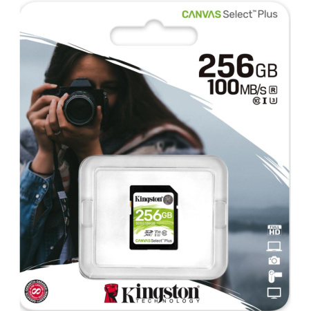 Карта памяти Kingston Canvas Select Plus SDXC UHS-I Cl10, SDS2/256Gb