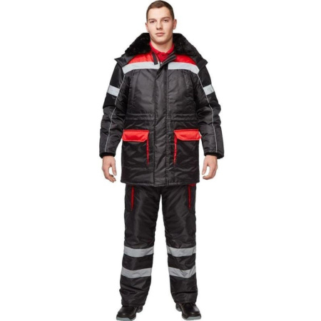 Костюм рабочий зимний муж з26-КПК черн/красн (р.52-54) 170-176
