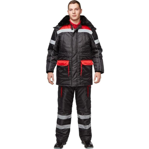 Костюм рабочий зимний муж з26-КПК черн/красн (р.52-54) 170-176