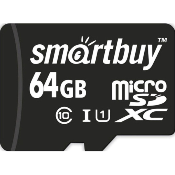 Карта памяти SmartBuy microSDXC 64Gb UHS-I Cl10 +ад, SB64GBSDCL10-01