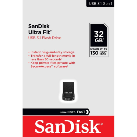 Флеш-память SanDisk Ultra Fit, 32Gb, USB 3.1 G1, чер, SDCZ430-032G-G46