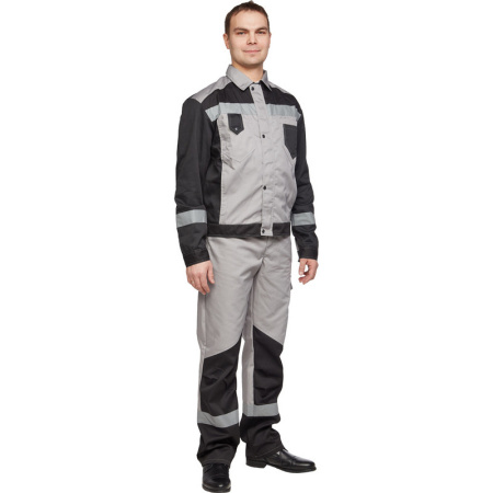 Костюм рабочий летний муж  л21-КПК сер/черн (р.56-58) 182-188 (мод.КОС212)