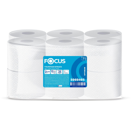 Бумага туалетная д/дисп Focus Jumbo Optimum 2сл белцел150м 12рул/уп 5060405
