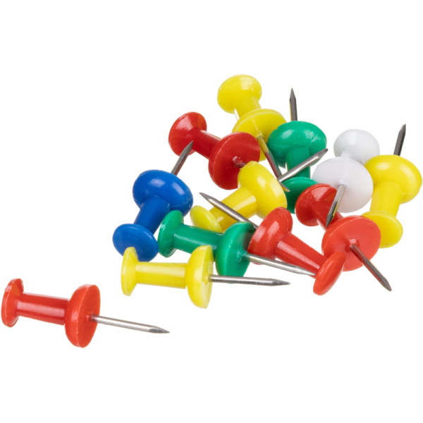 Кнопки силовые д/пробковых досок ATTACHE,пластик,ассорти,европодвес,30шт/уп