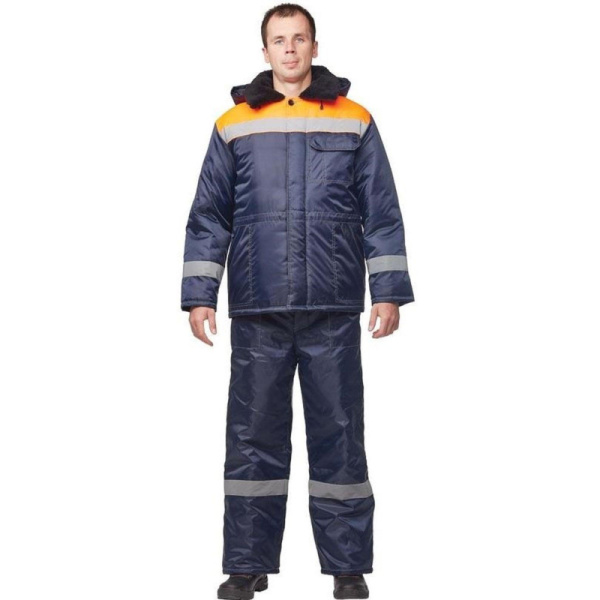 Куртка рабочая зимняя муж з32-КУ син/оранж оксф 64-66/182-188