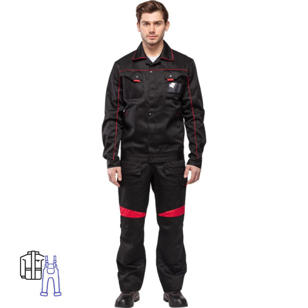 Костюм рабочий летний муж. л29-КПК черн/красн (р.44-46) 182-188