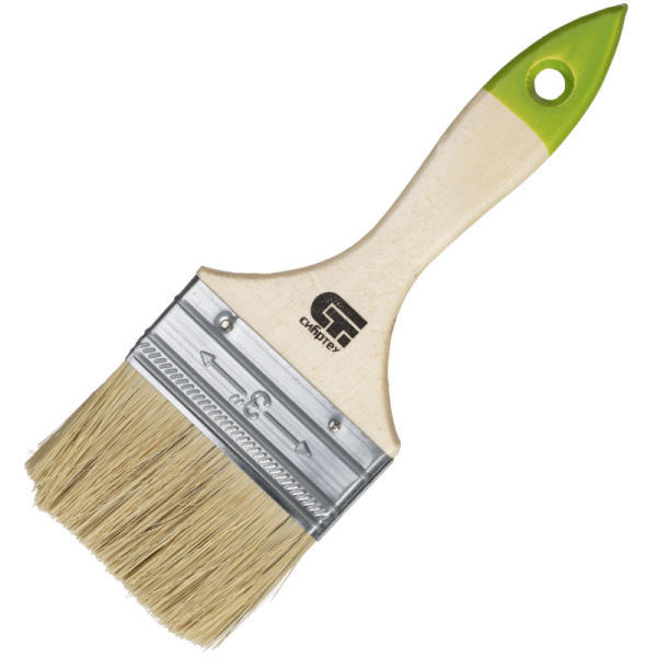Кисть плоская 75 мм, натуральная щетина, деревянная ручка// Сибртех(82265)