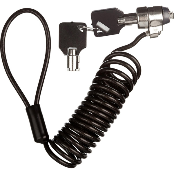 Тросик с замком для ноутбуков, с ключом, спираль, Continent, чер, NCL-103