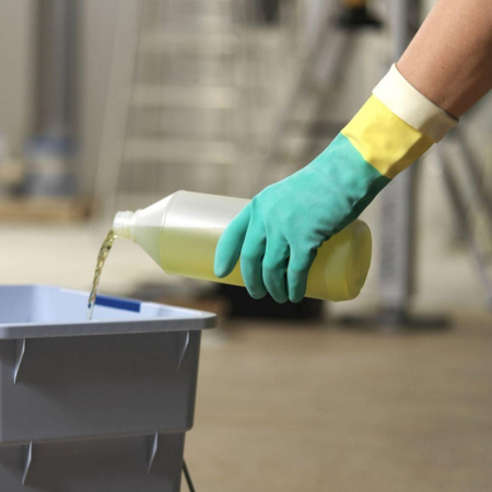 Перчатки резиновые Vileda Profes латекс/неопр хлопк.напыл зел/жел L 120269