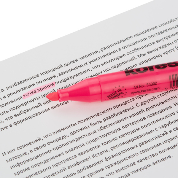 Маркер текстовыделитель KORES 1-5 мм розовый 36002