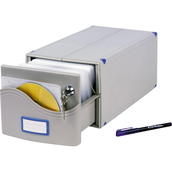 Бокс для CD/DVD дисков на 200 шт, замок, 100 конверт, ProfiOffice, MB-200SL