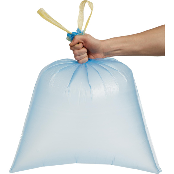 Мешки для мусора ПНД 35л 12мкм 15шт/уп синие Bioразл 50х60см Комус с завяз